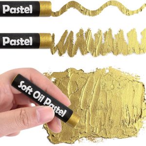 qianshan Soft Oil Pastels Set of 5 Single Colors,Non Toxic,Soft Texture Vibrant and Creamy Oil Crayons Pastels Art Supplies For Professional Artists Beginners Drawing.Gold