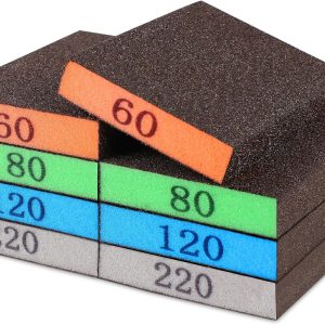 Romeda 8-Pack Sandpaper Block, Four Grits Per Pack 60/80/120/220, Washable and Reusable Handmade Sanding Sponge, Drywall Sandpaper Blocks for Wooden Drywall Sheetrock and Metal Glazing